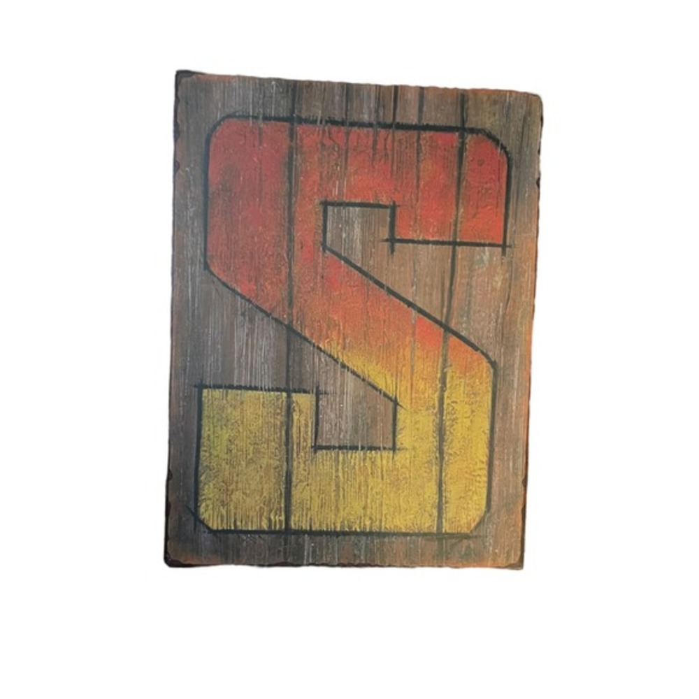 9x7 inch Distressed Farmhouse Hanging Letter Initial S Plaque Sign #2